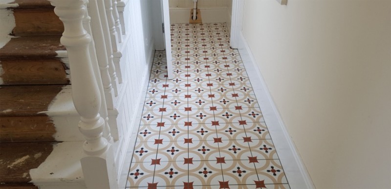 Patterned hallway floor tiles Carrick-on-Shannon, County Leitrim - supplied and installed by North West Tiles & Timber, Ireland