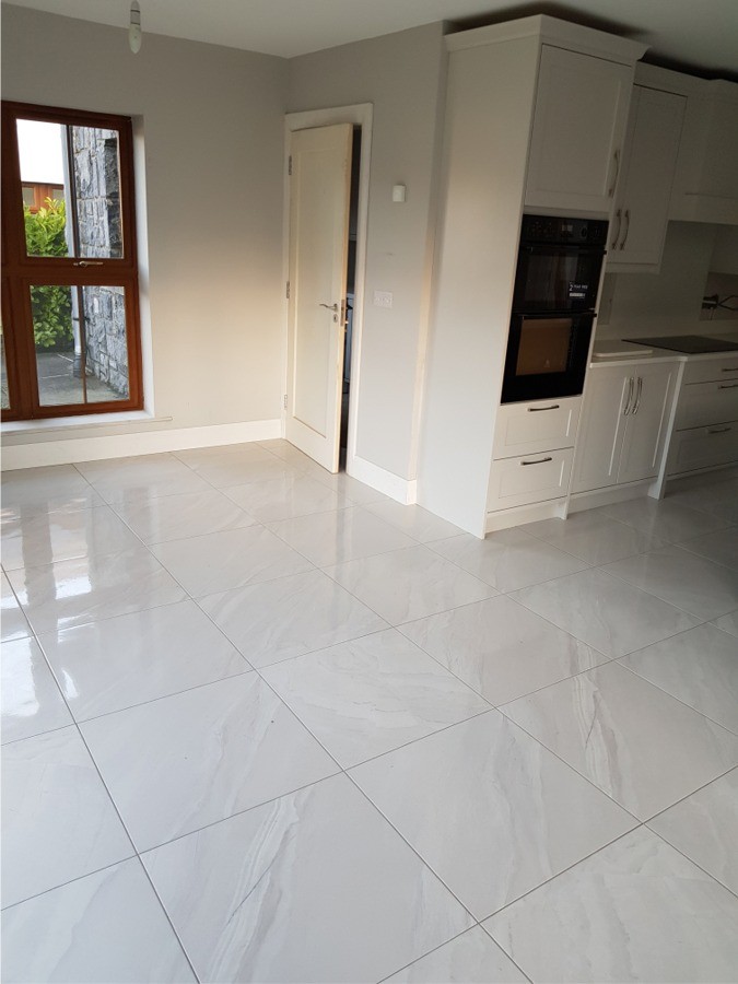 Porcelain kitchen floor tiles in Cootehall, County Roscommon - supplied and installed by North West Tiles & Timber, Ireland